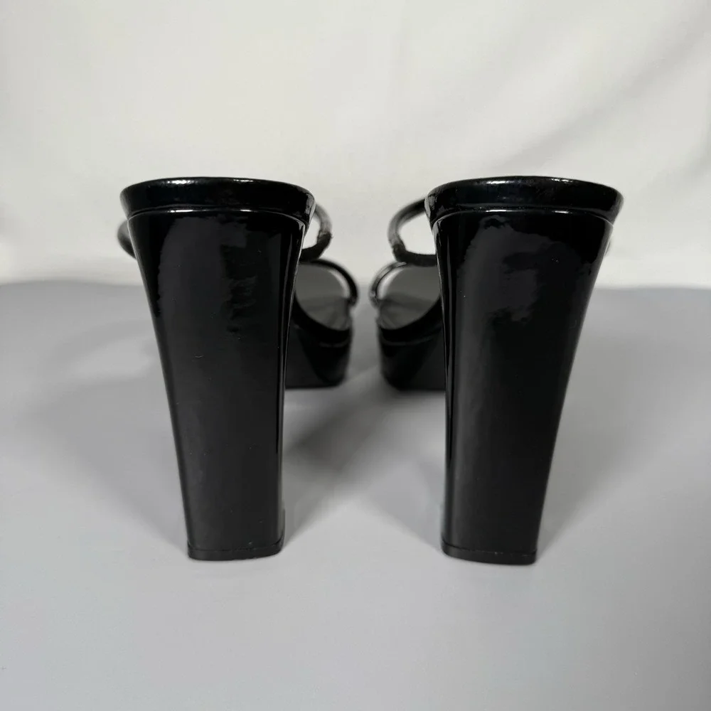 Jeffrey Campbell Hustler Platform‎ Heel Black Patent Leather 7.5